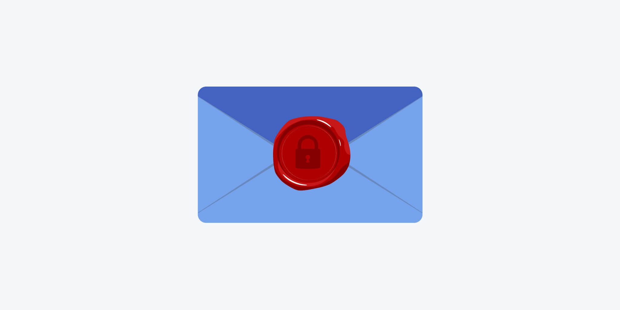 A mail envelope freshly stamped with a wax seal in the shape of a lock icon